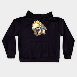 Spooky Scary Chibi Triceratops Isometric Dinosaur Skeleton Kids Hoodie